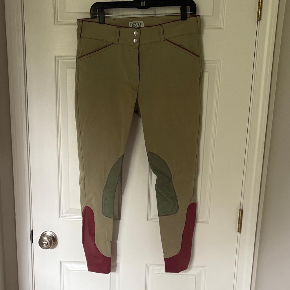 Dover Women's Tan with Maroon Accent Knee Patch Breeches